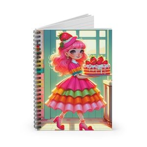 Colorful Spiral Notebook with Strawberry Design